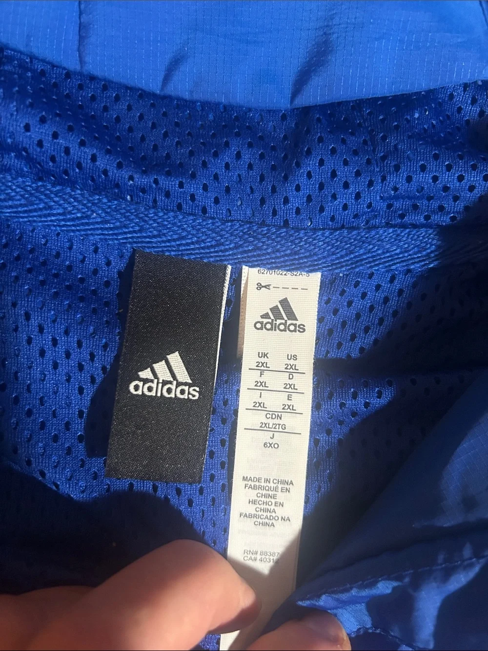 Men's Adidas Hooded Windbreaker with Vertical Reflective Stripes, 2XL